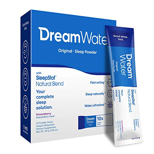 Book Cover Dream Water Sleep Aid; Powder, GABA, Melatonin, 5-HTP, Snoozeberry, 10 Count