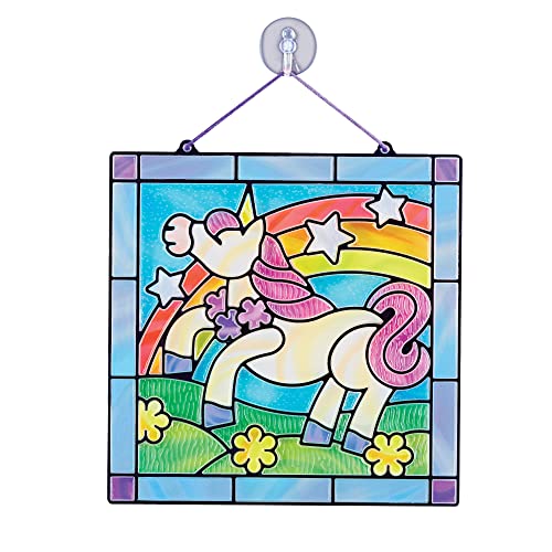 Book Cover Melissa & Doug Stained Glass Made Easy Craft Kit - Unicorn - Kids Sticker Stained Glass Craft Kit; Unicorn Crafts For Kids Ages 5+