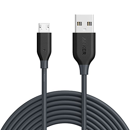 Book Cover Anker Powerline Micro USB (10ft) - Charging Cable, with Aramid Fiber and 5000+ Bend Lifespan for Samsung, Nexus, LG, Motorola, Android Smartphones and More (Gray)