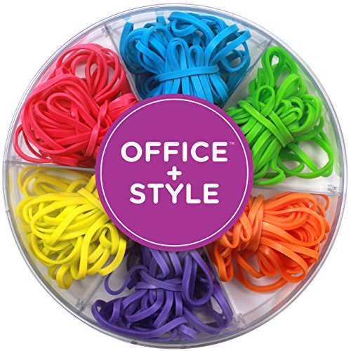 Book Cover Office+Style Colored Rubber Bands with Close-Lid Storage Container, 120 Pieces