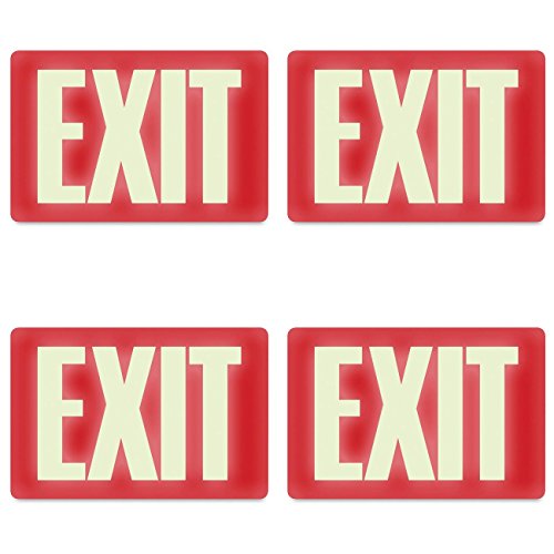 Book Cover Headline Sign 4792 Glow-in-The-Dark Exit Sign, 8 Inches by 12 Inches, 4 Packs