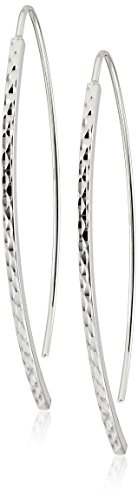 Book Cover Amazon Collection Silver Women's Diamond-Cut Hardwire Threader Drop Earrings