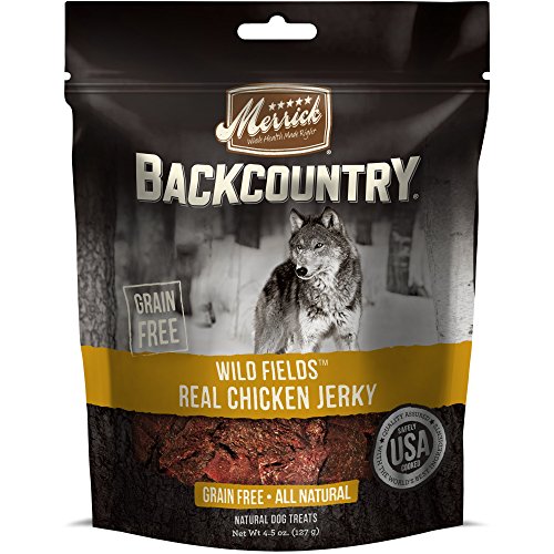 Book Cover Merrick Backcountry Wild Fields Real Chicken Jerky Grain Free Dog Treats, 4.5 Oz.