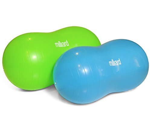 Book Cover Milliard Peanut Ball Variety Pack - Approximate Sizes: Green 39x20 inch (100x50cm) and Blue 31x15 inch (80x40cm) Physio Roll