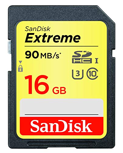 Book Cover SanDisk 16GB Extreme SDHC UHS-I Memory Card - 90MB/s, C10, U3, V30, 4K UHD, SD Card - SDSDXNE-016G-GNCIN