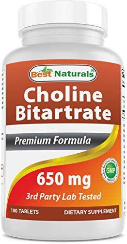 Book Cover Best Naturals Choline Bitartrate 650 mg (Non-GMO) for Healthy Cognitive Brain Function 180 Tablets