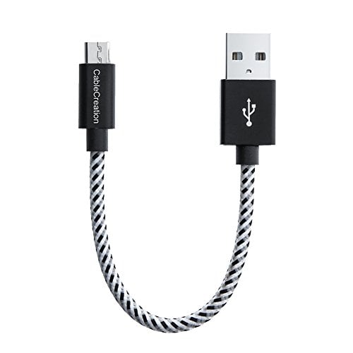 Book Cover Short Micro USB Cable, CableCreation USB to Micro USB 24 AWG Triple Shielded Fast Charger Cable, Compatible with TV Stick, Chromecast, Power Pack, Android Phone, 0.5 FT Black