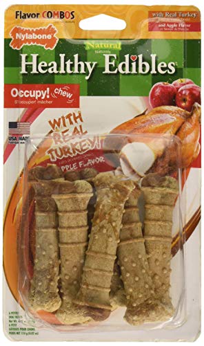 Book Cover Nylabone Healthy Edibles Turkey And Apple Flavored Dog Treat Bones Petite Flavor Petite - Up to 15 lbs.