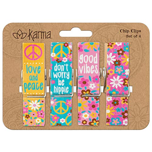 Book Cover Karma Gifts KA202574, Hippie Chip Clips, White Washed Wood