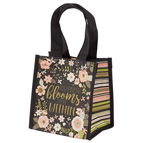 Book Cover Karma Gifts Small Gift Bag, Charcoal Flower