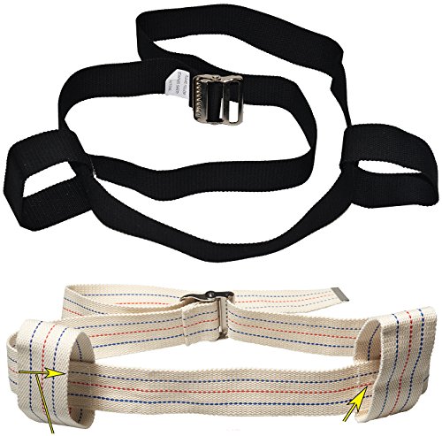 Book Cover 2 Looped Handles 60 inches Physical Therapy Gait Belt and Metal Buckle Beige Color