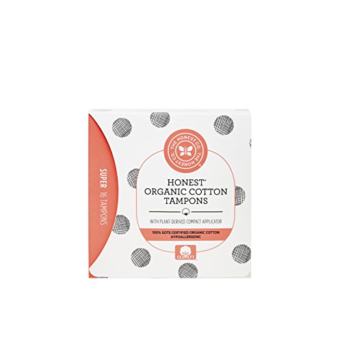Book Cover Honest Organic Cotton Tampons with Plant-Based Compact Applicator, Super, 16 Count