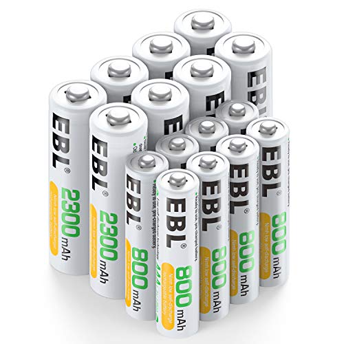 Book Cover EBL 16 Sets AA AAA Batteries Combo with 8PCS AA 2300mAh & 8-Pack AAA 800mAh Rechargeable Batteries