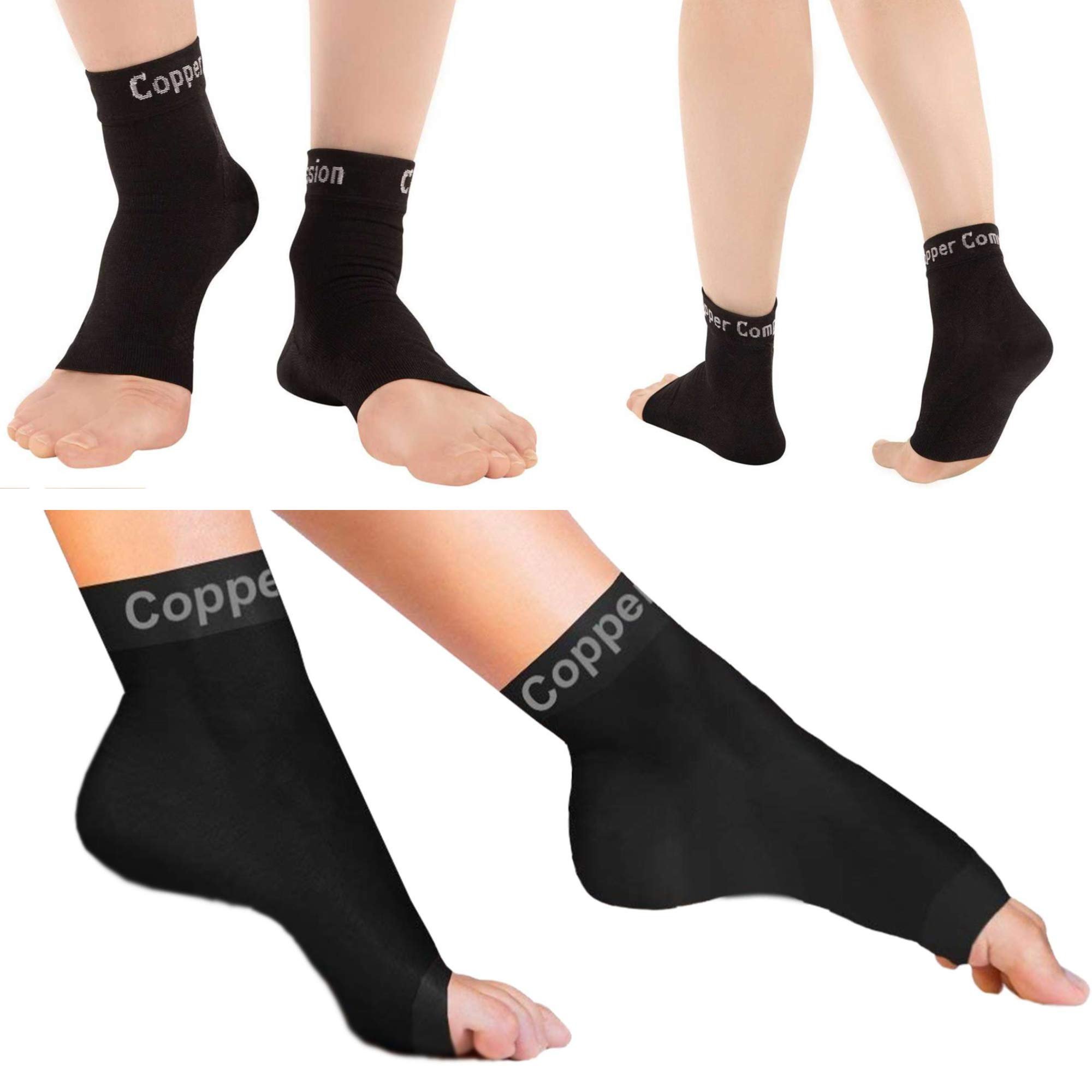 Book Cover Copper Compression Recovery Foot Sleeves / Plantar Fasciitis Support Socks - Speed Up Recovery & Provide Relief Of Heel Spurs, Arch Pain, Foot Swelling & Ankle Injuries 1 Pair (Large) Large (1 Pair)