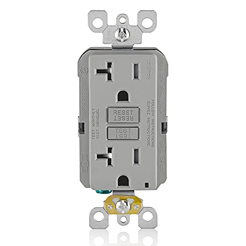 Book Cover Leviton GFTR2-GY Self-Test SmartlockPro Slim GFCI Tamper-Resistant Receptacle with LED Indicator, Wallplate Included, 20-Amp, Gray