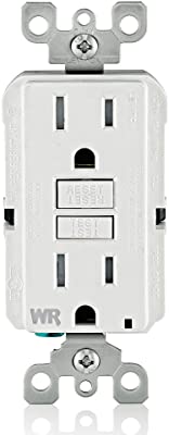 Book Cover Leviton GFWT1-W Self-Test SmartlockPro Slim GFCI Weather-Resistant and Tamper-Resistant Receptacle with LED Indicator, 15-Amp, White