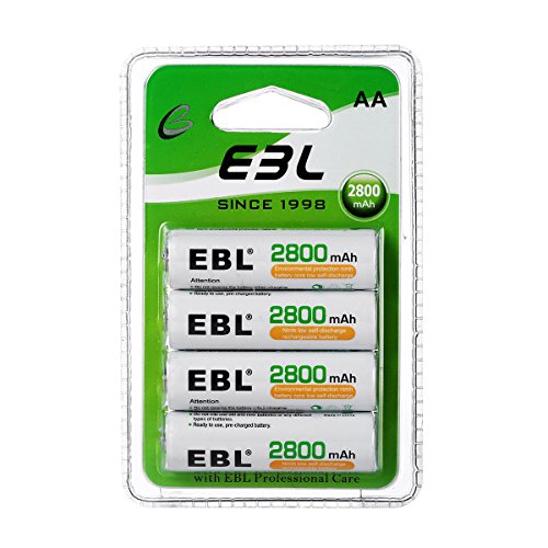 Book Cover EBL AA Rechargeable Batteries 2800mAh New Retail Package, Pack of 4