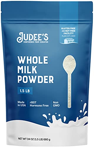 Book Cover Judee's Pure Whole Milk Powder 1.5 lb (24oz) - 100% Non-GMO, rBST Hormone-Free, Gluten-Free & Nut-Free - Pantry Staple, Baking Ready, Great for Travel, and Reconstituting - Made in USA