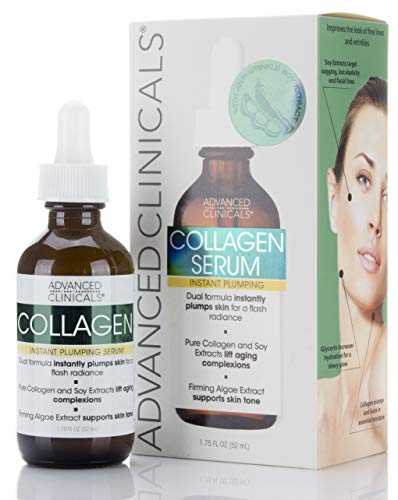 Book Cover Bonus size 1.75oz Advanced Clinicals Collagen Facial Serum - Reduces the appearance of wrinkles, dark circles, and fine lines. (1.75oz)