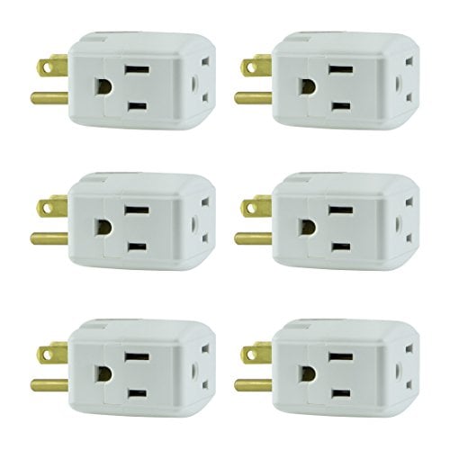 Book Cover General Electric 58368 6 Pack 3-Grounded Outlet Adapter, White