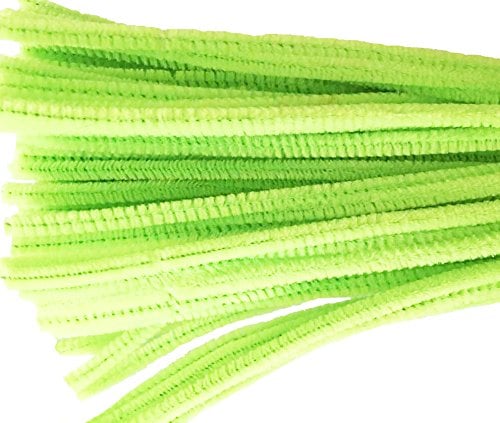 Book Cover Caryko Super Fuzzy Chenille Stems Pipe Cleaners, Pack of 100 (Light Green)