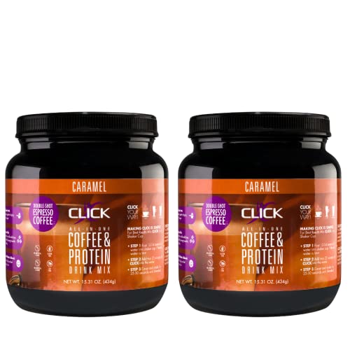 Book Cover Click All-in-One Protein & Coffee Meal Replacement Drink Mix, Caramel, 15.3 Ounce (2 Pack)