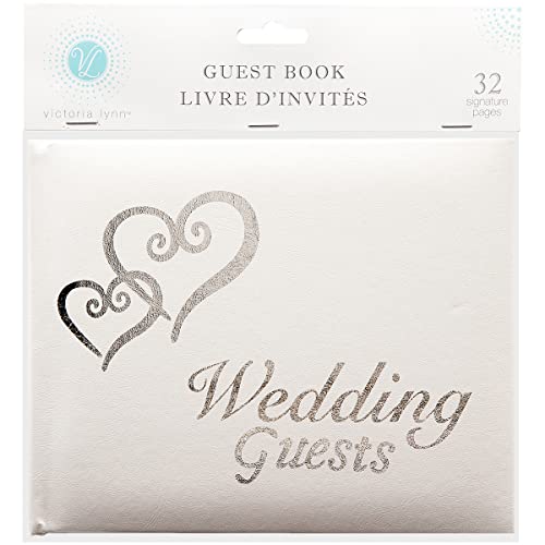Book Cover Linked Hearts Wedding Guest Book Silver by Victoria Lynn