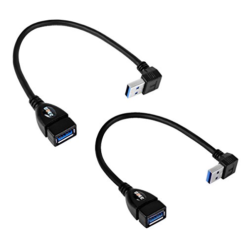 Book Cover UCEC USB 3.0 Extension Data Cable - Up & Down Angle - Type A Male to Female - Pack of 2 (Black)
