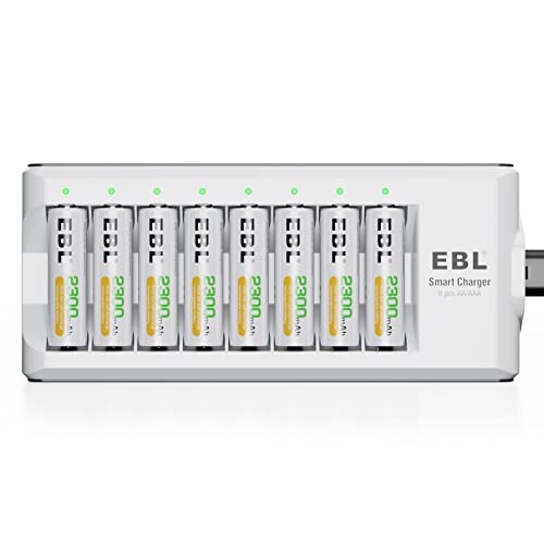 Book Cover EBL Rechargeable AA Batteries 2300mAh Long Lasting Battery (8 Counts) with Battery Charger for AA AAA Batteries