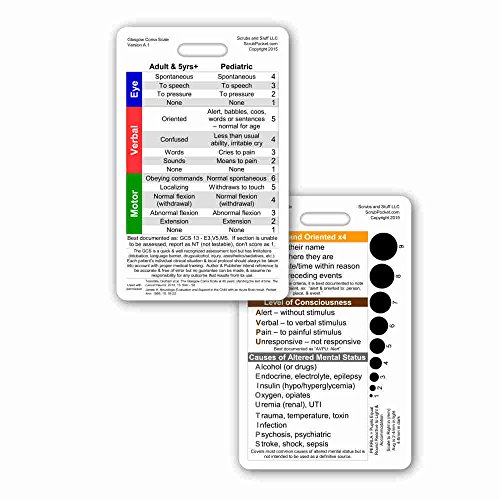 Book Cover Glasgow Coma Scale (GCS) Vertical Reference Badge ID Card (1 Card)