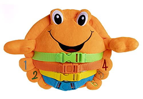 Book Cover Buckle Toys - Barney Crab Stuffed Animal - Montessori Learning Toy for Toddlers - Develop Motor Skills and Problem Solving - Great Car Trip Activities for Kids