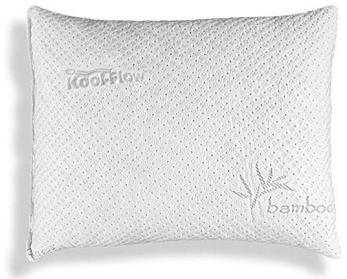 Book Cover Slim Hypoallergenic Bamboo Memory Foam Pillow with Shredded Kool-Flow Micro-Vented Bamboo Cover - Made in USA by Xtreme Comfort - Hypoallergenic and Anti-Mite (Queen) Standard white