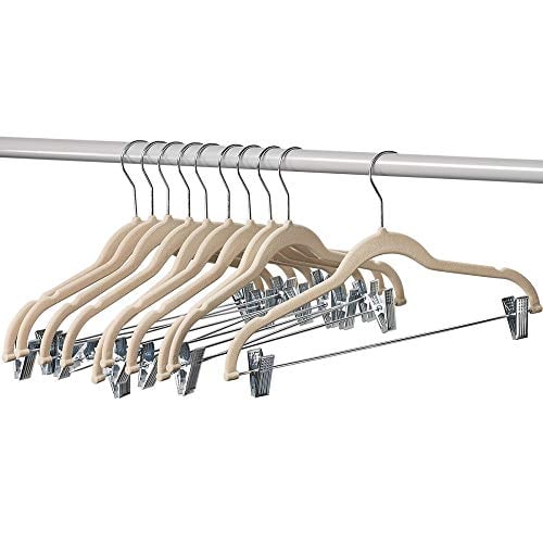 Book Cover Home-it 10 Pack Clothes Hangers with clips - IVORY Velvet Hangers for skirt hangers - Clothes Hanger - pants hangers - Ultra Thin No Slip