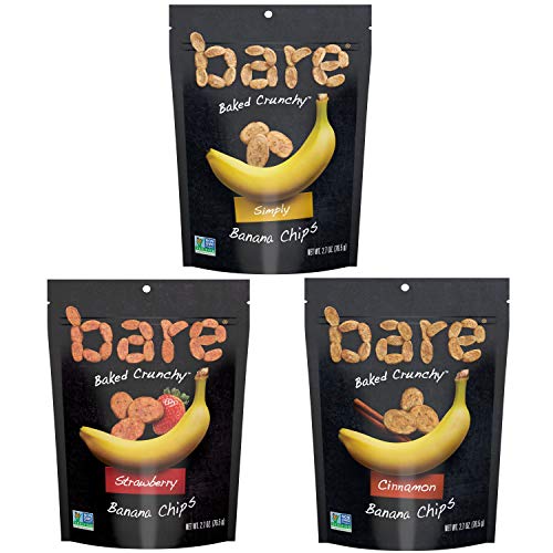 Book Cover Bare Baked Crunchy Banana Chips, Variety Pack, Gluten Free, 2.7 Ounce Bag, 6 Count