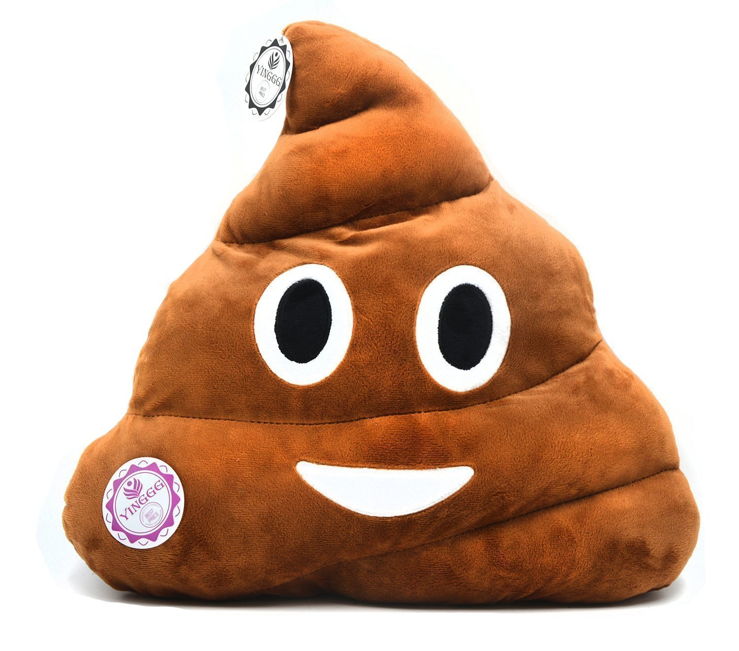 Book Cover YINGGG 32cm Poop Plush Pillow Round Triangle Emotion Cushion Cute Decorative Stuffed Toy Brown Gifts for Kids and Friends