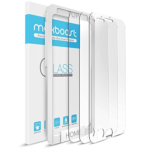 Book Cover Maxboost iPhone 6S Screen Protector, Tempered Glass Screen Protector For iPhone 6 6S [3D Touch Compatible] 0.2mm Screen Protection Case Fit 99% Touch Accurate- Clear