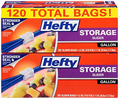 Book Cover Hefty Slider Storage Bags, Gallon Size, 30 Count (4 Pack), 120 Total
