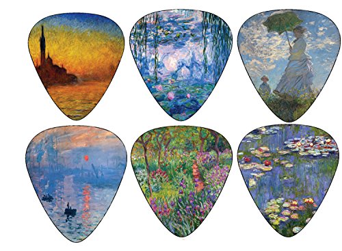 Book Cover Creanoso Guitar Picks (12-Pack)- Claude Monet Waterlilies Famous Arts Paintings Plectrums - for Acoustic, Electric and Bass Guitars - Stocking Stuffers for Men and Women Guitarists Collectible Set