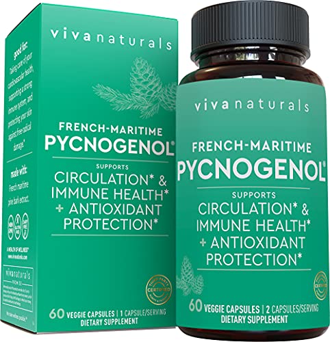 Book Cover Pycnogenol 100mg from French Maritime Pine Bark Extract - Healthy Blood Circulation Supplements, Powerful Antioxidant Protection, Joint Support and Immune Support (60 Veggie Capsules)