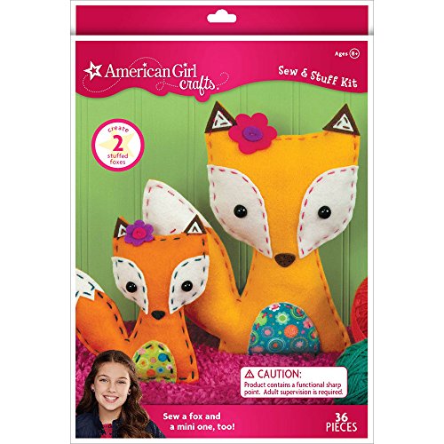 Book Cover American Girl Crafts DIY Fox Stuffed Animals Sew and Stuff Kit, 8'' W x 10.5'' H and 5.25'' W x 6'' H