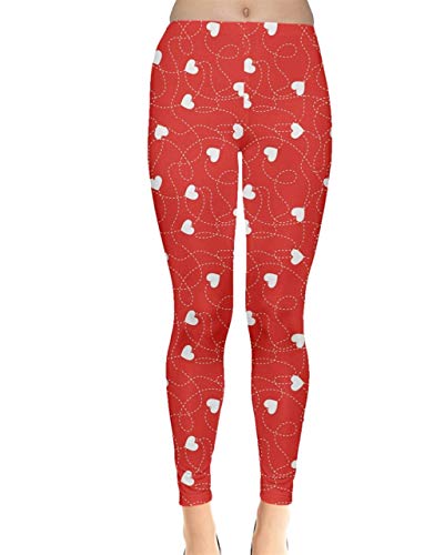 Book Cover CowCow Womes Stretchy Tights Red Happy Valentines Day Heart Love Couple Sweet Leggings, XS-5XL