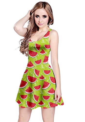 Book Cover CowCow Womens Summer Hawaii Beach Surf Tropical Fruits Toucan Pineapple Banana Strawberry Sleeveless Dress, XS-5XL