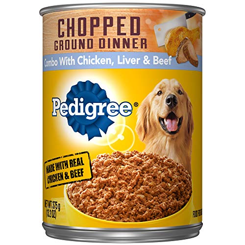 Book Cover Pedigree Chopped Ground Dinner Combo With Chicken, Beef & Liver Adult Canned Wet Dog Food, (12) 13.2 Oz. Cans