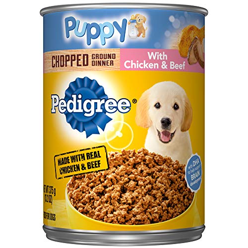 Book Cover Pedigree Puppy Chopped Ground Dinner With Chicken & Beef Adult Canned Wet Dog Food, (12) 13.2 Oz. Cans