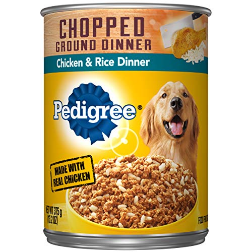 Book Cover PEDIGREE Adult Canned Wet Dog Food Chopped Ground Dinner Chicken & Rice Dinner Flavor, (12) 13.2 oz. Cans