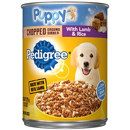 Book Cover Pedigree Meaty Ground Dinner Puppy Complete Lamb and Rice Canned Dog Food 13.2 Ounces (Pack of 12)