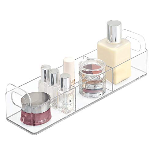 Book Cover mDesign Cosmetic Organizer Tote for Vanity Cabinet to Hold Makeup, Beauty Products - 30.5 x 7.5 x 7.5 cm, Clear