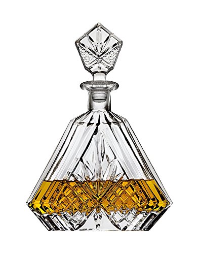Book Cover Crystal Whiskey Triangular Decanter Lead-Free - Perfect for Liquor, Scotch, Bourbon, Wine - Irish Cut, Packaged in an Elegant Gift Box