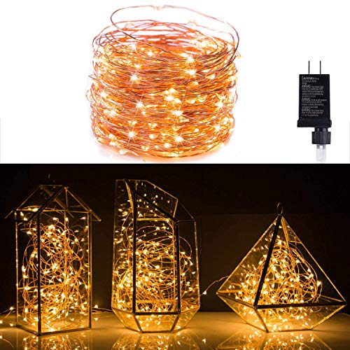 Book Cover Fairy Lights Plug in, 100Ft 300LED Waterproof Firefly Lights on Copper Wire - UL Adaptor Included, Starry String Lights for Wedding Indoor Outdoor Christmas Patio Garden Decoration, Warm White