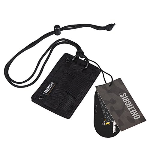 Book Cover OneTigris Tactical ID Card Holder Hook & Loop Patch Badge Holder Neck Lanyard Key Ring and Credit Card Organizer